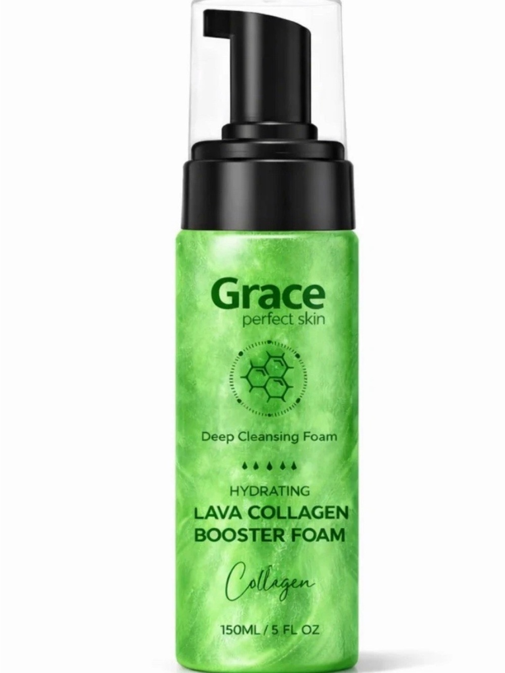 Grace Lava Collagen Booster Foam - Green & Black Pump Bottle